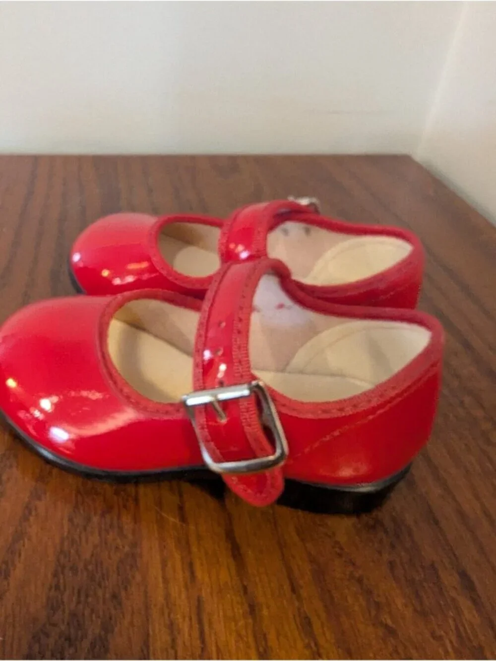 Toddletime vintage baby shoes Patent Leather 2 Pairs Red Sz 2 & Black Bow Sz 4